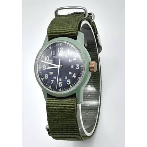 882 - 1967 Dated Vietnam War Era Westclox US Plastic “Grunt” Watch. Manual winding works well.