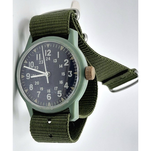 882 - 1967 Dated Vietnam War Era Westclox US Plastic “Grunt” Watch. Manual winding works well.