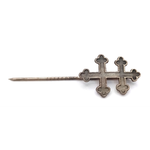 917 - A WW2 Free French Cross of Lorraine Lapel Stick Pin. Worn after liberation by former members of the ... 