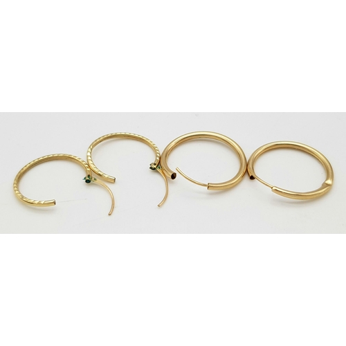 1017 - Two 9K Yellow Gold Pairs of Small Hoop Earrings. 0.65g