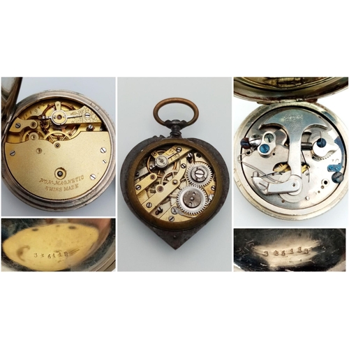 1298 - Four Different Style Pocket Watches. As found.