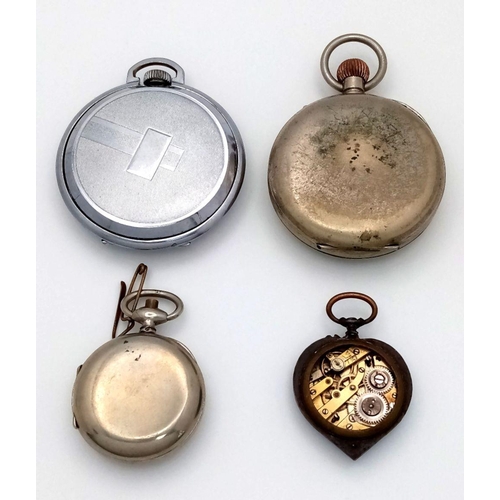 1298 - Four Different Style Pocket Watches. As found.