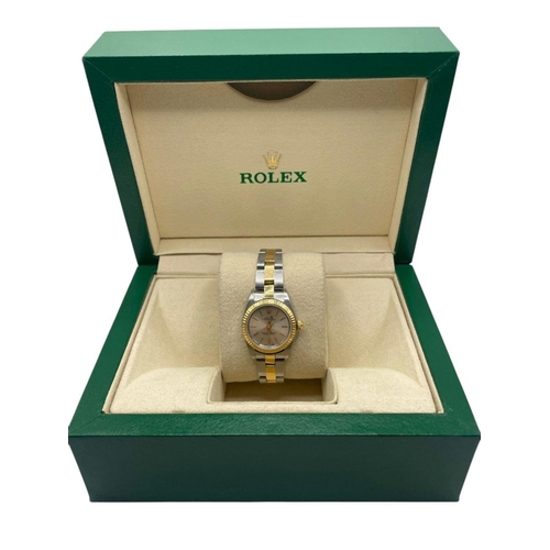 44 - Bi Metal Rolex Non Date watch 26mm case, Silver Baton Dial on a Jubilee Strap , 1987. Full working o... 