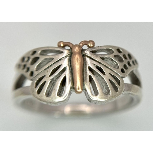 986 - A STERLING SILVER BUTTERFLY RING BY CLOGAU. 3G. SIZE L. SC 5071