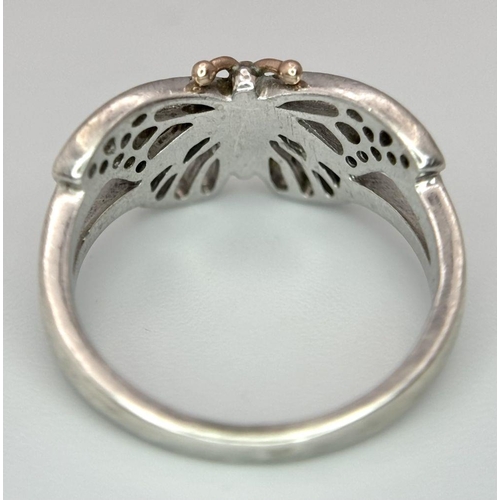 986 - A STERLING SILVER BUTTERFLY RING BY CLOGAU. 3G. SIZE L. SC 5071