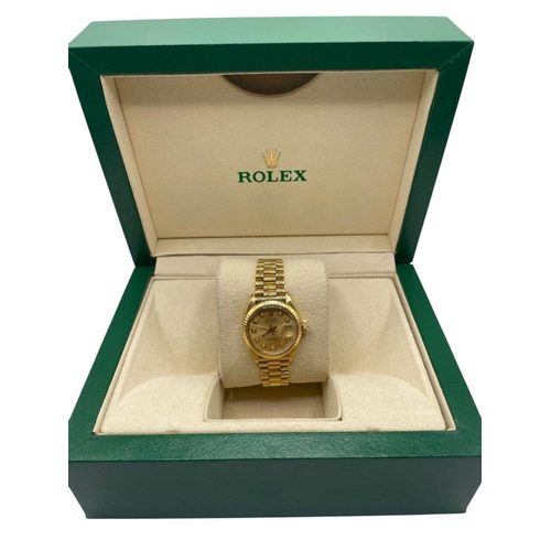 16 - 18k Yellow Gold Rolex Datejust watch, 26mm case with Champagne Diamond Dot Dial on a Presidential St... 