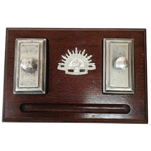 699 - A WW1 Australian Writing Set with an Officers Silver Cap Badge.