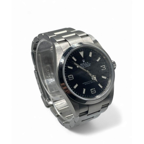 107 - Stainless Steel Rolex Explorer watch, 36mm case with Black Dial on a Oyster Bracelet, 2005. Comes wi... 