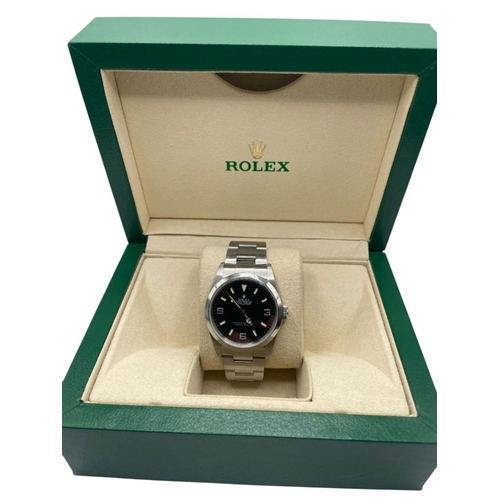 107 - Stainless Steel Rolex Explorer watch, 36mm case with Black Dial on a Oyster Bracelet, 2005. Comes wi... 