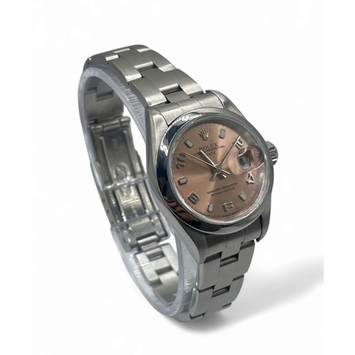 121 - Stainless Steel Rolex Datejust watch, 26mm case with Salmon Dial and Oyster Strap, 2000. Comes with ... 