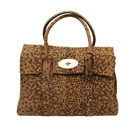 199 - A Mulberry Bayswater Leopard Print Bag. Calf hair exterior with gold tone hardware. Soft textile int... 