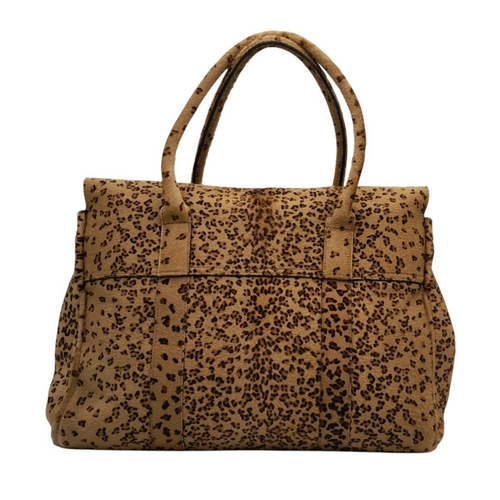 199 - A Mulberry Bayswater Leopard Print Bag. Calf hair exterior with gold tone hardware. Soft textile int... 