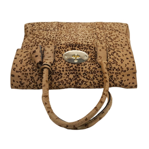 199 - A Mulberry Bayswater Leopard Print Bag. Calf hair exterior with gold tone hardware. Soft textile int... 