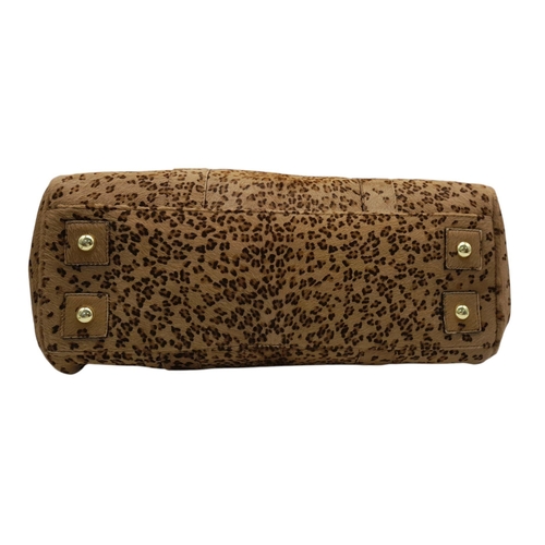 199 - A Mulberry Bayswater Leopard Print Bag. Calf hair exterior with gold tone hardware. Soft textile int... 