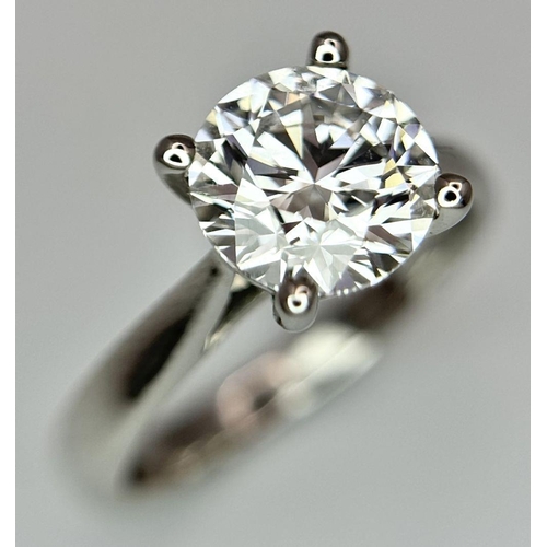 282 - A Fabulous 18K White Gold and 1.82ct Brilliant Round Cut Lab Diamond Solitaire Ring. Size J. 5.3g to... 