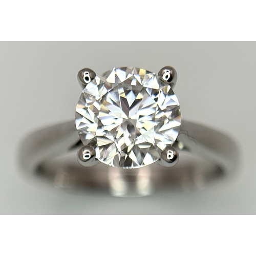 282 - A Fabulous 18K White Gold and 1.82ct Brilliant Round Cut Lab Diamond Solitaire Ring. Size J. 5.3g to... 