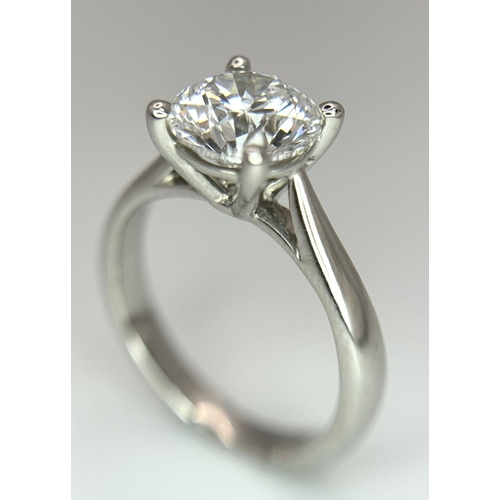 282 - A Fabulous 18K White Gold and 1.82ct Brilliant Round Cut Lab Diamond Solitaire Ring. Size J. 5.3g to... 