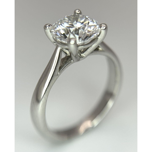 282 - A Fabulous 18K White Gold and 1.82ct Brilliant Round Cut Lab Diamond Solitaire Ring. Size J. 5.3g to... 