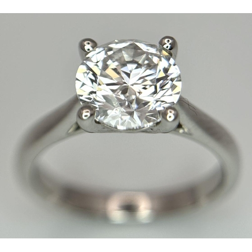 282 - A Fabulous 18K White Gold and 1.82ct Brilliant Round Cut Lab Diamond Solitaire Ring. Size J. 5.3g to... 