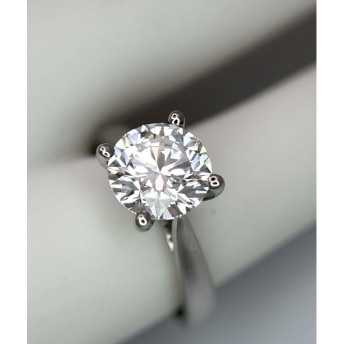 282 - A Fabulous 18K White Gold and 1.82ct Brilliant Round Cut Lab Diamond Solitaire Ring. Size J. 5.3g to... 