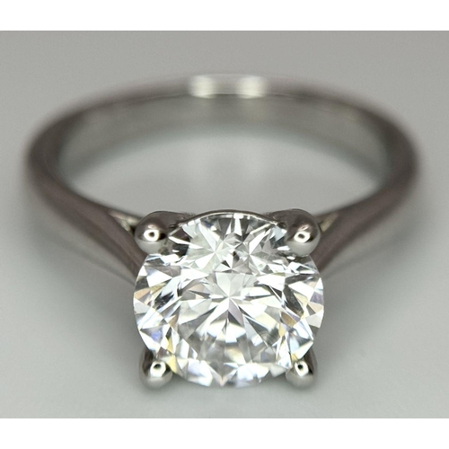 282 - A Fabulous 18K White Gold and 1.82ct Brilliant Round Cut Lab Diamond Solitaire Ring. Size J. 5.3g to... 