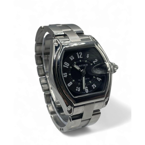 30 - Stainless Steel Cartier Roadster watch 37mm case, Black Dial on a Stainless Bracelet, 2005. Full wor... 