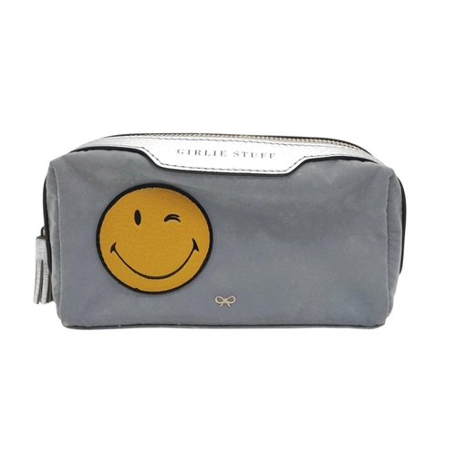 542 - An Anya Hindmarch Girlie Stuff Pouch. Textile smiley face exterior. 15cm x 8cm. Ref: 19557