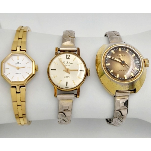 550 - Three Ladies Vintage Gold Tone Watches Comprising; 1) Swiss 17 Jewel Incabloc Manual Wind Watch by B... 