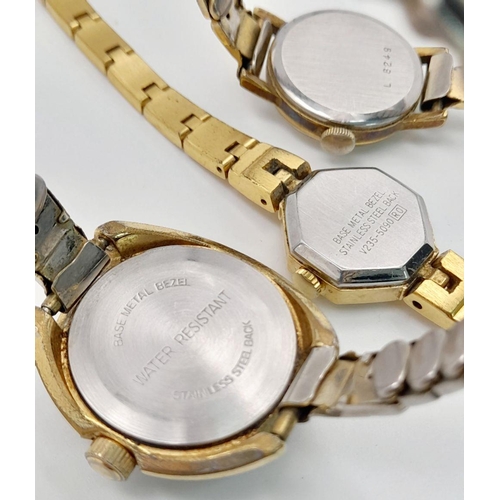 550 - Three Ladies Vintage Gold Tone Watches Comprising; 1) Swiss 17 Jewel Incabloc Manual Wind Watch by B... 