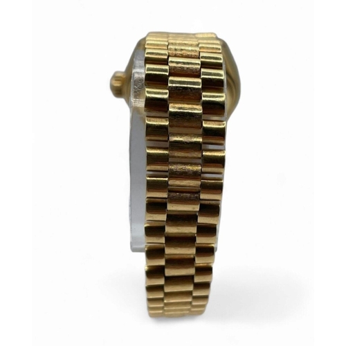 57 - 18k Yellow Gold Rolex Datejust watch 26mm case, Champagne Baton Dial on a Presidential Strap 1980. F... 