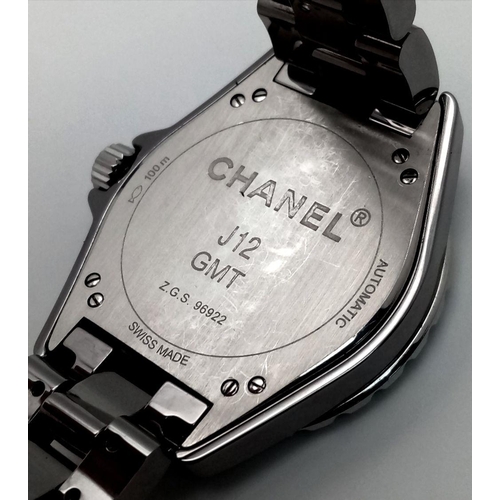 65 - A Chanel J12 GMT Gents Automatic Watch. Stainless steel bracelet and case - 41mm. Two tone grey meta... 