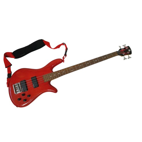 220 - A Spector EMG - SSD Four String Bass Red Guitar. In fair/good condition but please see photos. No am... 