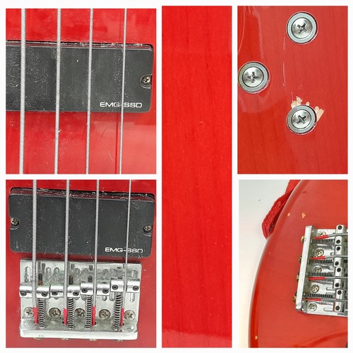 220 - A Spector EMG - SSD Four String Bass Red Guitar. In fair/good condition but please see photos. No am... 