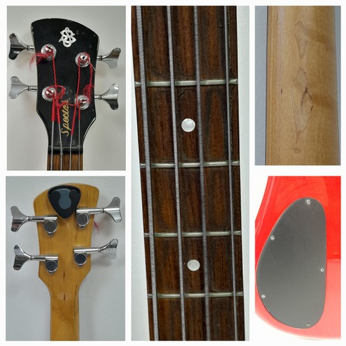 220 - A Spector EMG - SSD Four String Bass Red Guitar. In fair/good condition but please see photos. No am... 