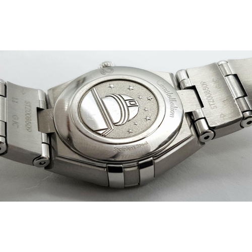 148 - An Omega Constellation Quartz Ladies Watch. Stainless steel bracelet and case - 26mm. Mother of pear... 