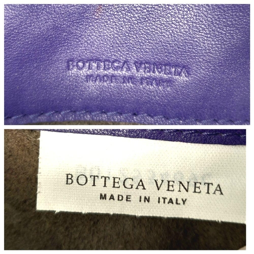 164 - A Bottega Venetta Purple Leather Pouch. Soft quilted leather with a brushed metal clasp. Soft textil... 