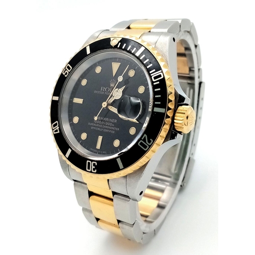 31 - A Superb Rolex Submariner Automatic Gents Watch. Bi-metal (gold and stainless steel) bracelet and ca... 