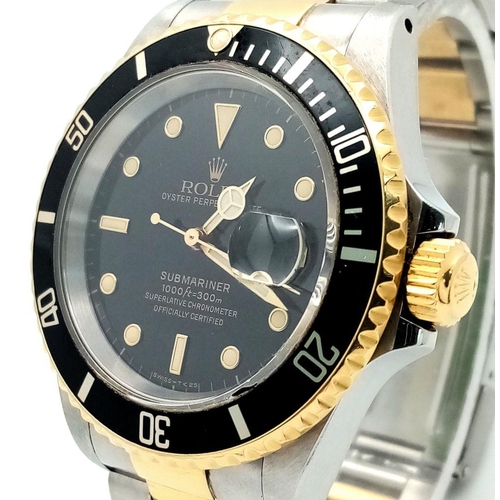 31 - A Superb Rolex Submariner Automatic Gents Watch. Bi-metal (gold and stainless steel) bracelet and ca... 