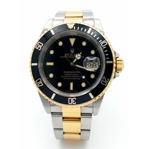 31 - A Superb Rolex Submariner Automatic Gents Watch. Bi-metal (gold and stainless steel) bracelet and ca... 