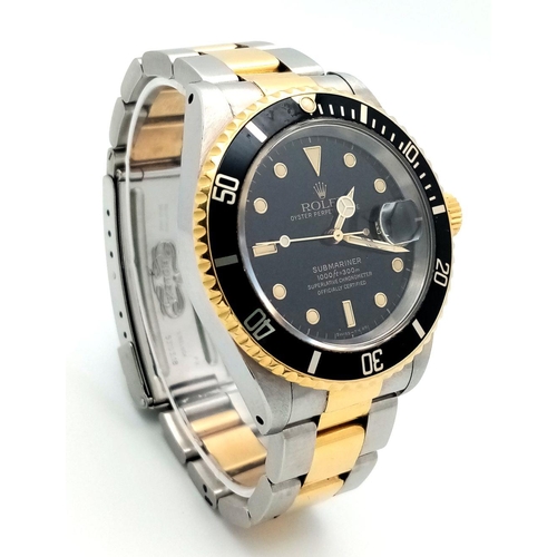 31 - A Superb Rolex Submariner Automatic Gents Watch. Bi-metal (gold and stainless steel) bracelet and ca... 