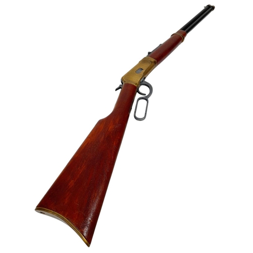 313 - A Vintage Wood, Metal and Brass, Inert Replica of a Winchester Underlever Rifle. 97cm Length. UK MAI... 