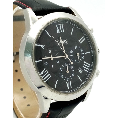 429 - A HUGO BOSS BLACK DIAL CHRONOGRAPH WATCH FULL WORKING ORDER . Ref: A/S 1159