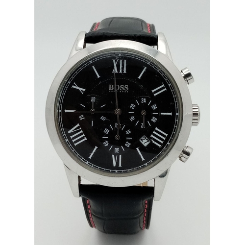 429 - A HUGO BOSS BLACK DIAL CHRONOGRAPH WATCH FULL WORKING ORDER . Ref: A/S 1159