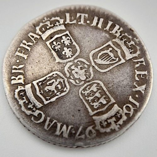 445 - A William III 1697 Silver Sixpence Coin Graded 'Very Fine' on the Sheldon Scale. Clear Detail. Weigh... 