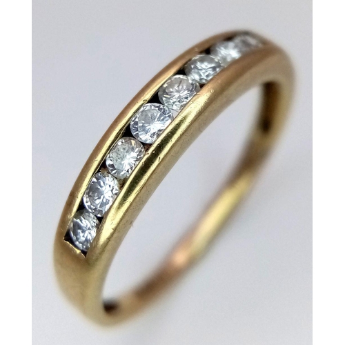 501 - A 9K yellow gold diamond 8 stone ring, 0.24ct diamond weight, 1.6g total weight, size K 1/2. Ref SH7... 