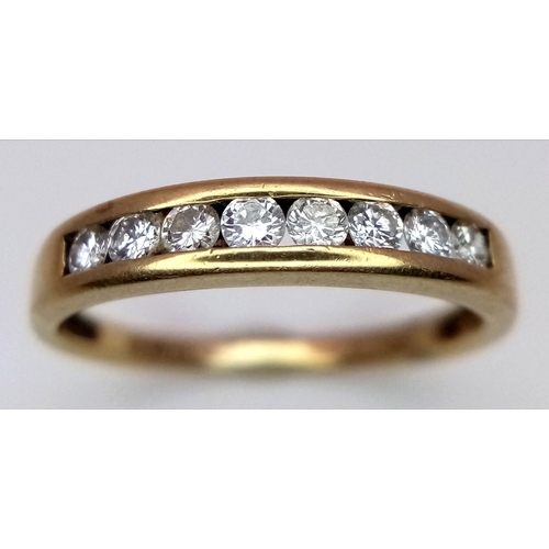 501 - A 9K yellow gold diamond 8 stone ring, 0.24ct diamond weight, 1.6g total weight, size K 1/2. Ref SH7... 