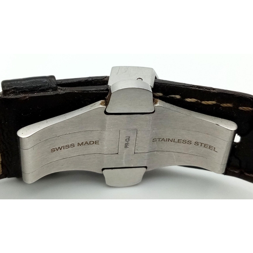 58 - A Panerai Luminor GMT Automatic Gents Watch. Black leather strap. Stainless steel case - 52mm includ... 