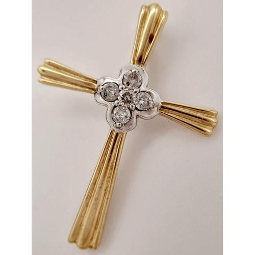 91 - Beautiful 9 carat GOLD and DIAMOND CROSS. Consisting YELLOW GOLD CROSS with WHITE GOLD centre set wi... 