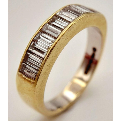 125 - Sensational 18 carat GOLD and DIAMOND RING. Having 11 x Emerald Cut DIAMOND BAGETTES set to top. Ful... 