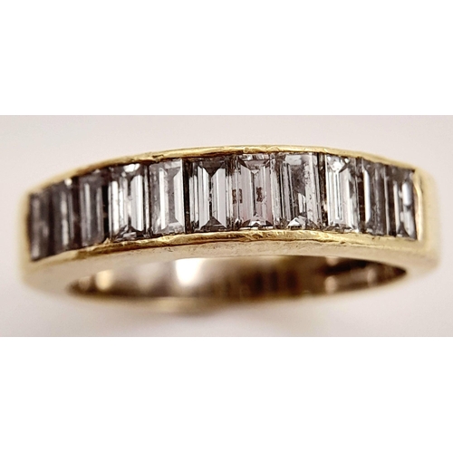 125 - Sensational 18 carat GOLD and DIAMOND RING. Having 11 x Emerald Cut DIAMOND BAGETTES set to top. Ful... 